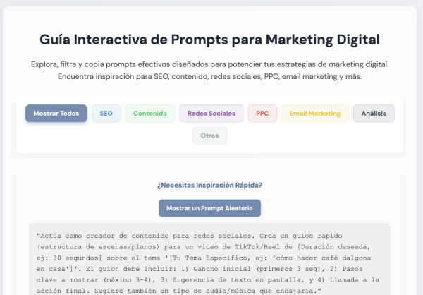 Guia Interactiva de Prompts para Marketing Digital